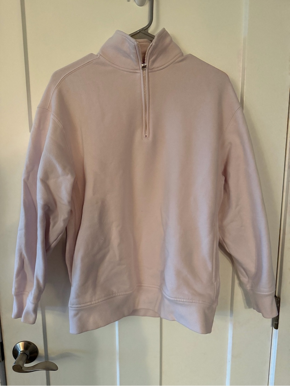 Athleta Quarter-Zip Pullover Sweatshirt in Light Pink